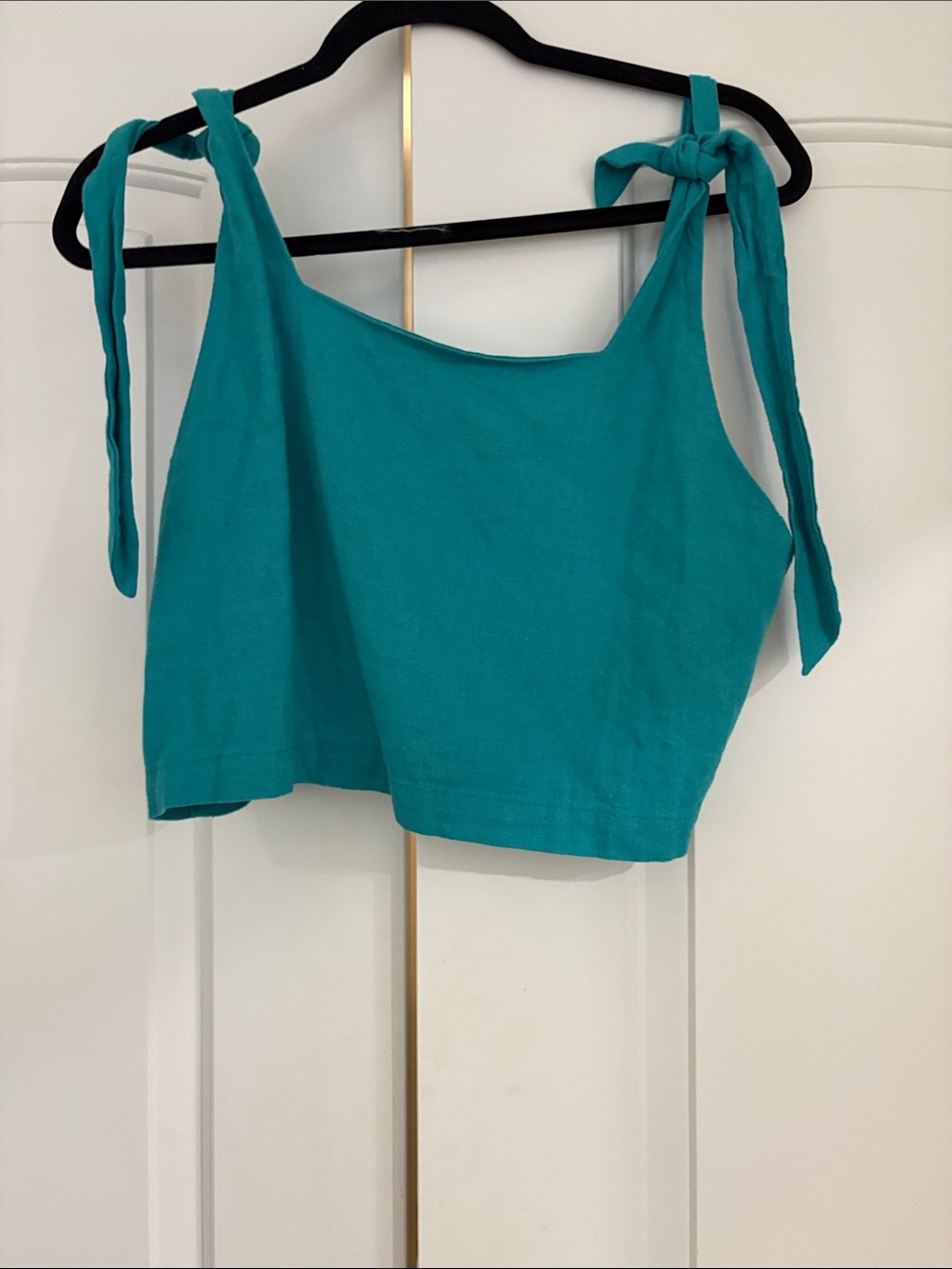 Free People Teal Tie-Shoulder Crop Top